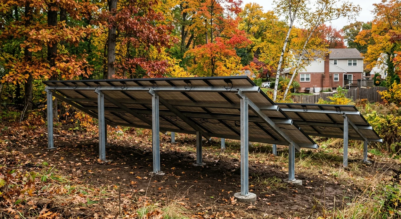 Ground-mount solar array anchored on a Clifton residential lot