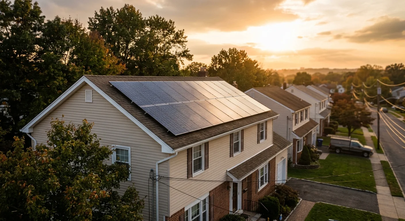 Finished rooftop solar system at sunset on a Clifton property